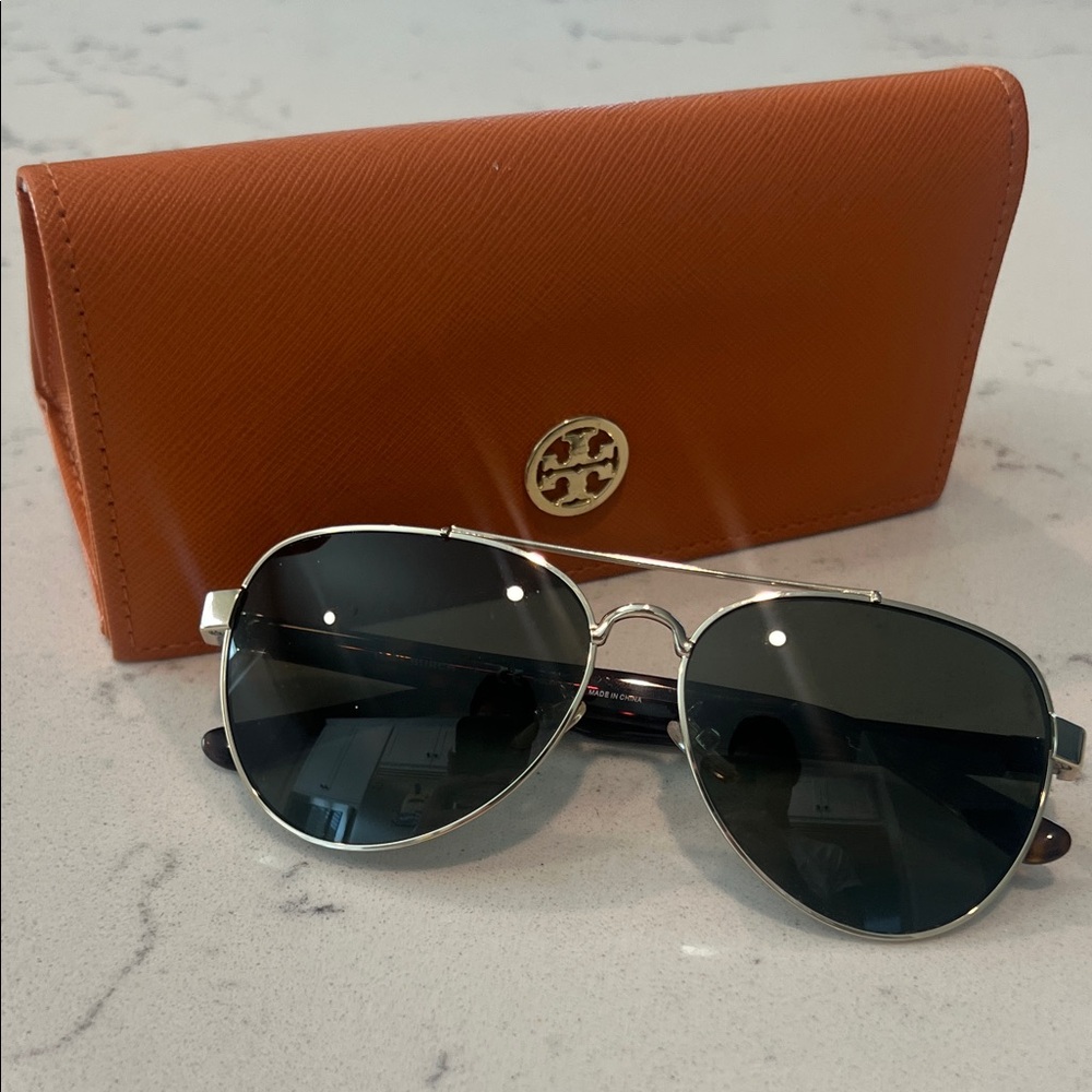 Tory Burch Silver Aviator Sunglasses